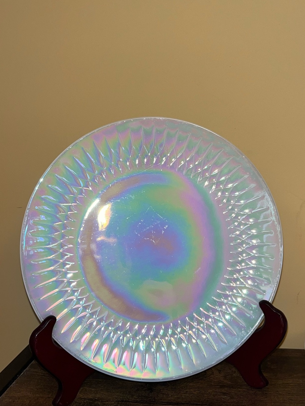 Vintage Federal Glass Moonglow Iridescent Dinner Plate Set of 6